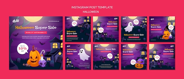 PSD ハロウィーンinstagram投稿テンプレートデザイン