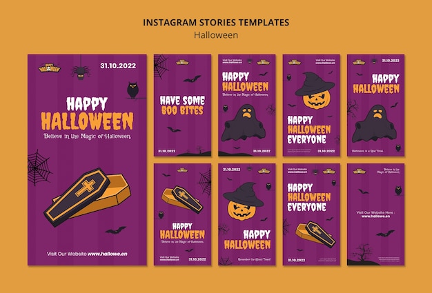 Дизайн шаблона истории хэллоуина instagram