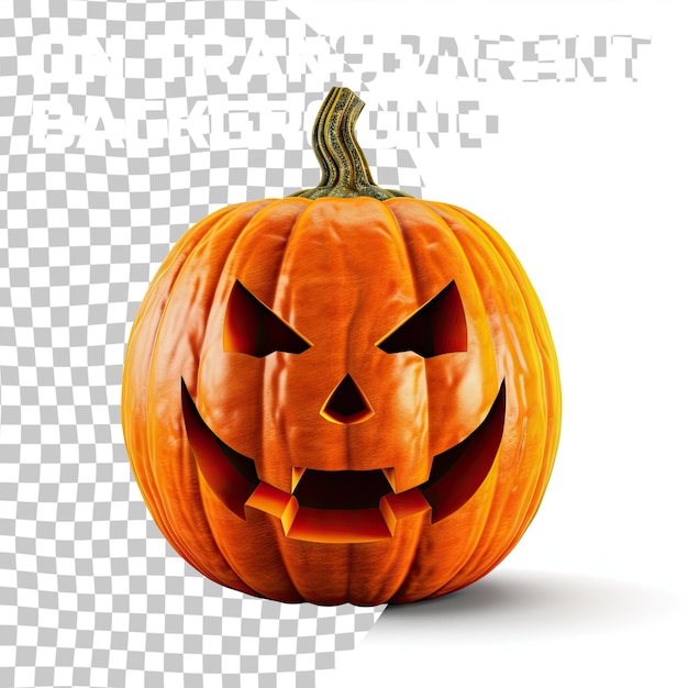 PSD halloween jack o lantern pumpkin with a spooky face isolated on a transparent background