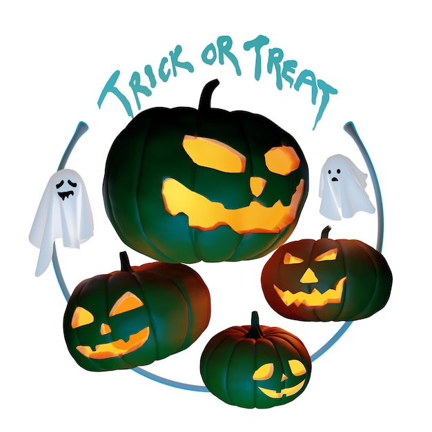 halloween jack o lantern round frame title 3d rendering