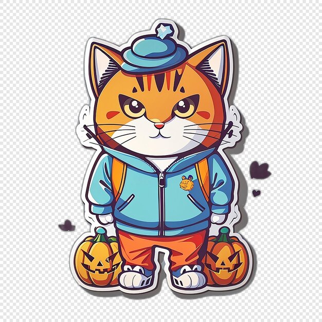 PSD halloween kat sticker pompoen