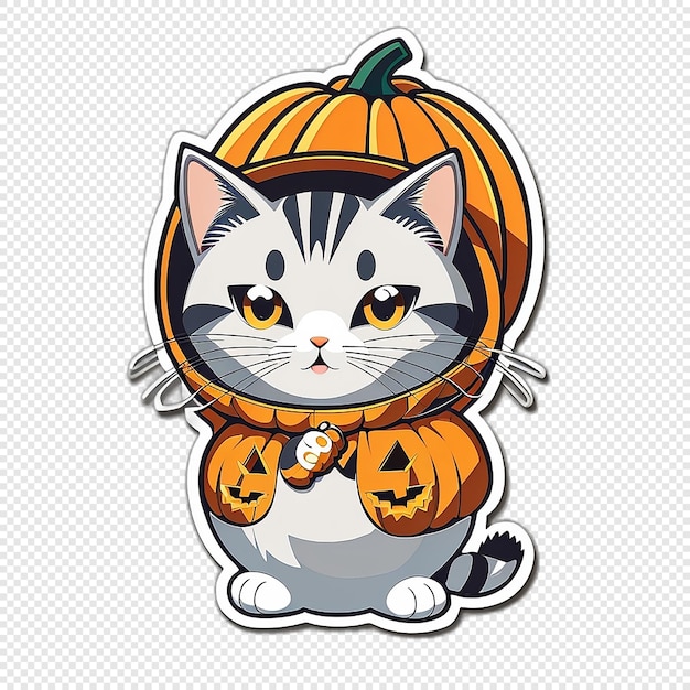 Halloween kat sticker pompoen