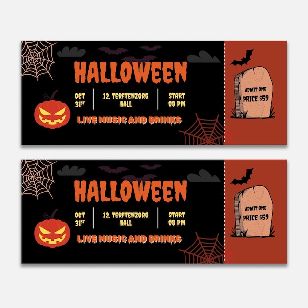 Halloween kostuum partij ticket sjabloon