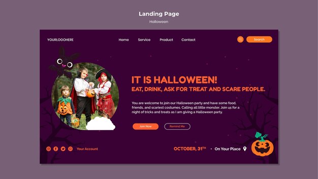 写真付きハロウィンランディングページテンプレート