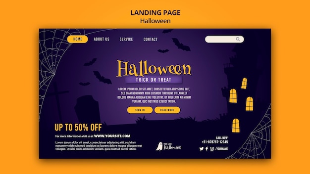 PSD modello di pagina di destinazione di halloween