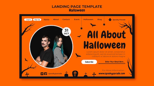 PSD modello di pagina di destinazione di halloween