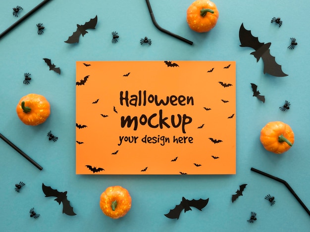 PSD mock-up di halloween con piccole zucche