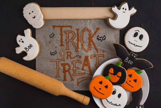 PSD halloween mockup with kitchen concept