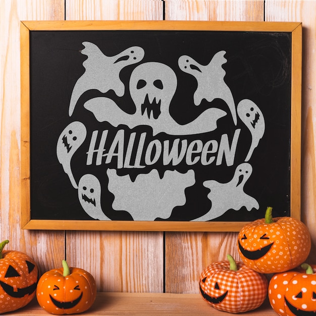 PSD halloween mockup with slate concept