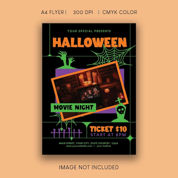 Halloween movie night flyer