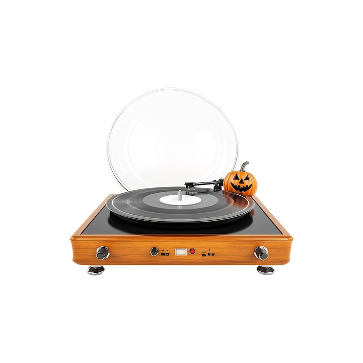 PSD halloween muziek op vinyl platenspeler