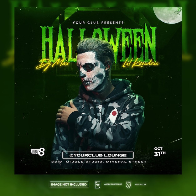 PSD halloween nacht flyer