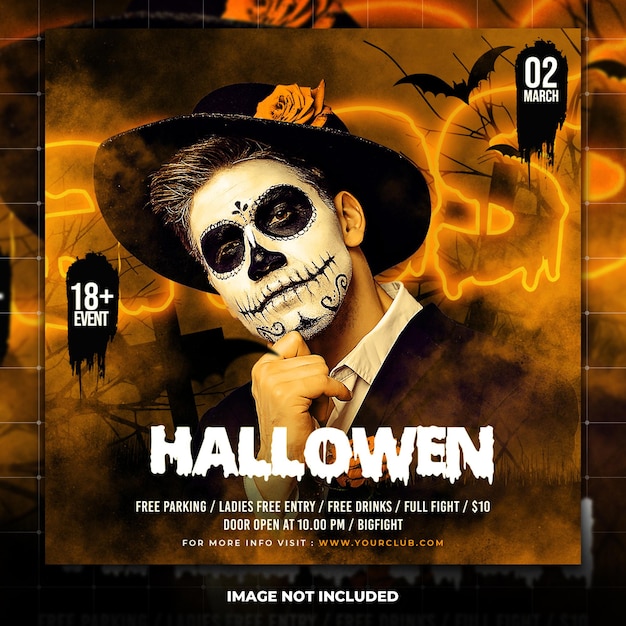 PSD halloween night party flyer template