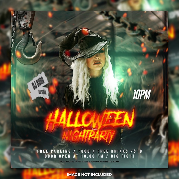 PSD halloween night party flyer template