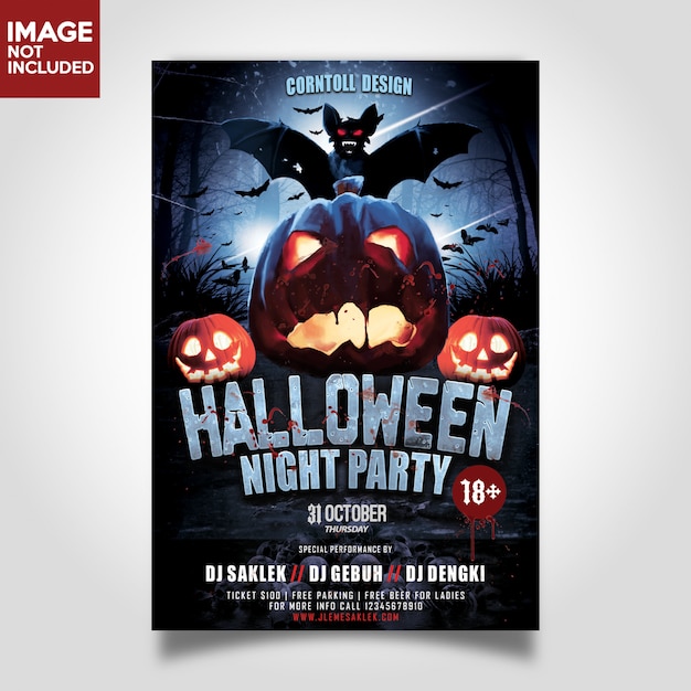 Halloween night party print template flyer