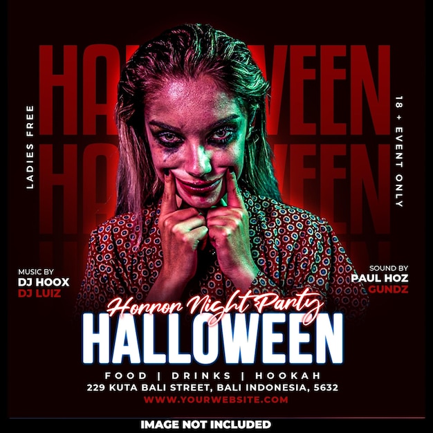 Halloween night party social media post design template