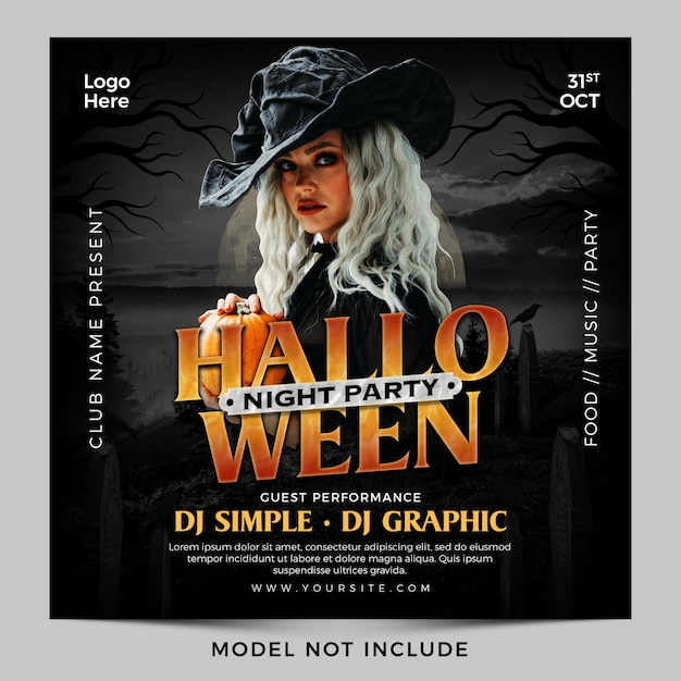 Halloween Night Party Square Flyer or Poster