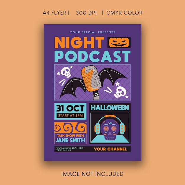 PSD halloween night podcast live flyer