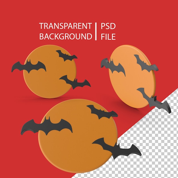 Halloween orange moon with bat symbol png