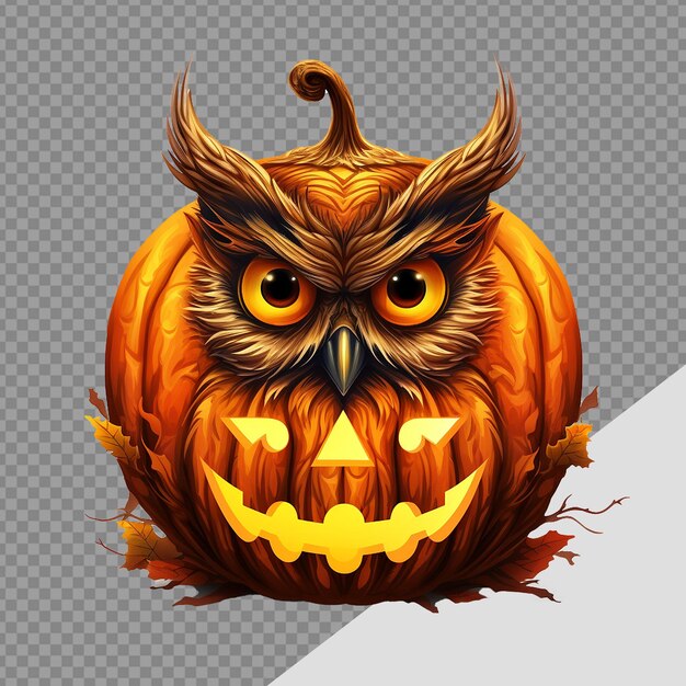 PSD halloween gufo jack o lanterna png isolato su sfondo trasparente