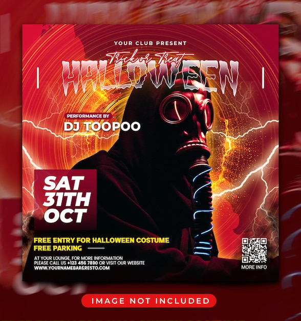 PSD halloween party flyer instagram social media post