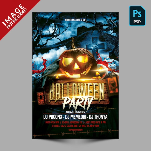 PSD halloween party flyer of poster sjabloon