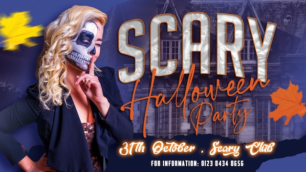 Halloween party flyer psd template