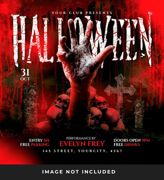 PSD halloween party flyer psd template