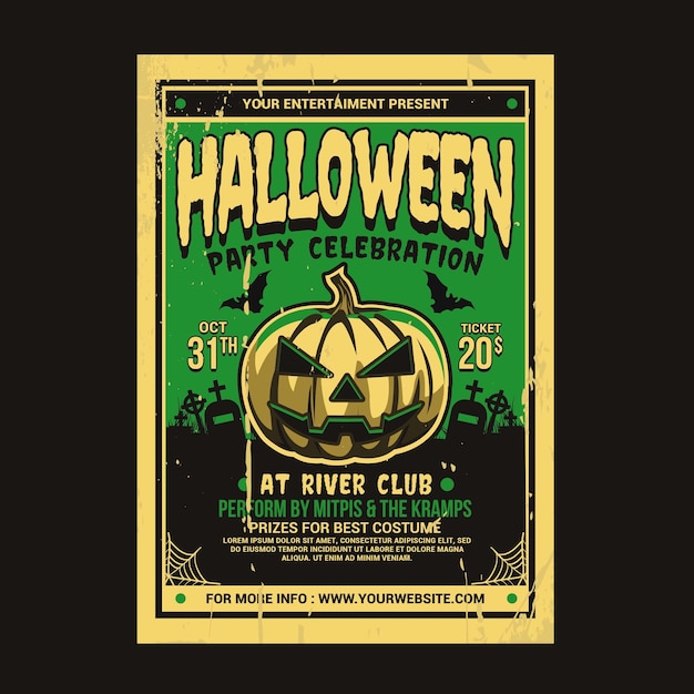 PSD halloween party flyer retro