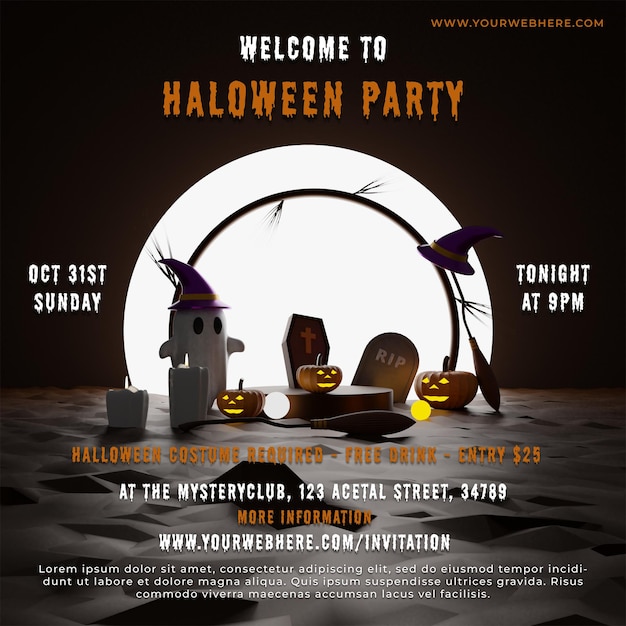 PSD halloween party flyer sjabloon