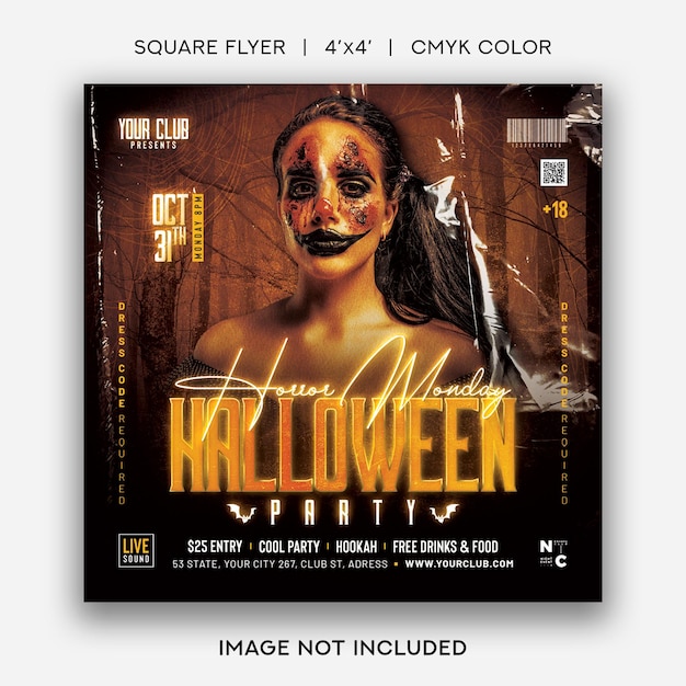 Halloween party flyer template horror night