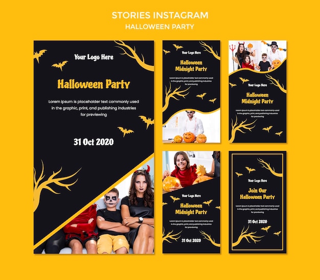 Modello di storie di instagram festa di halloween