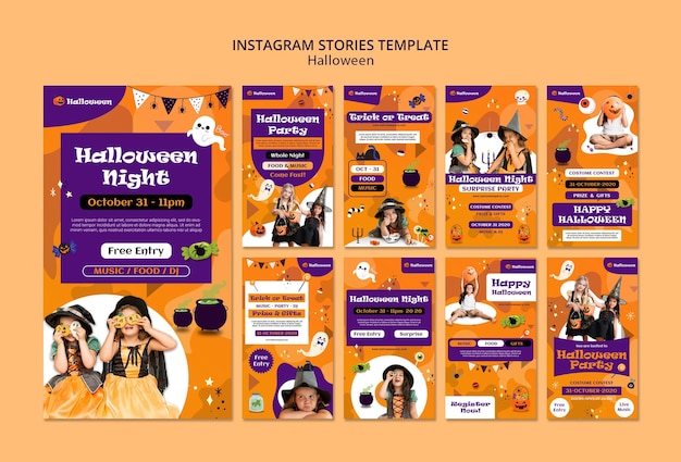 PSD halloween party instagram verhalen sjabloon