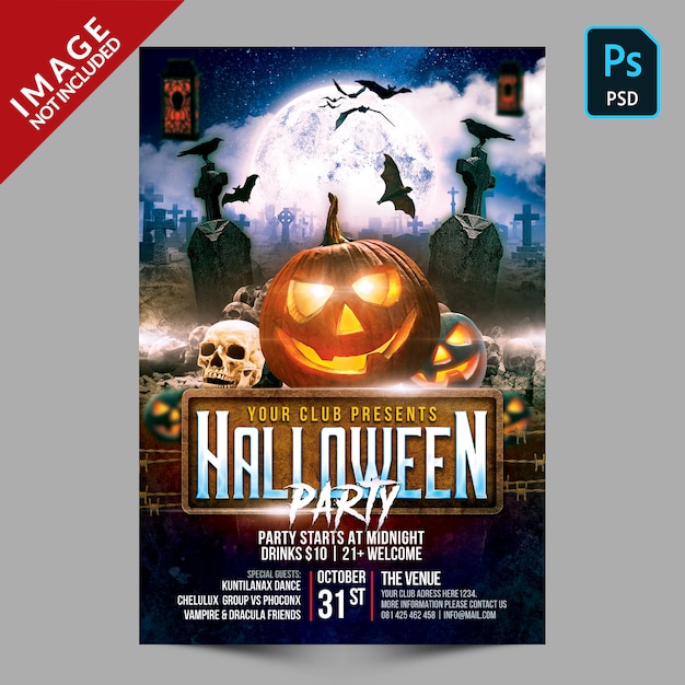 PSD halloween party poster sjabloon flyer