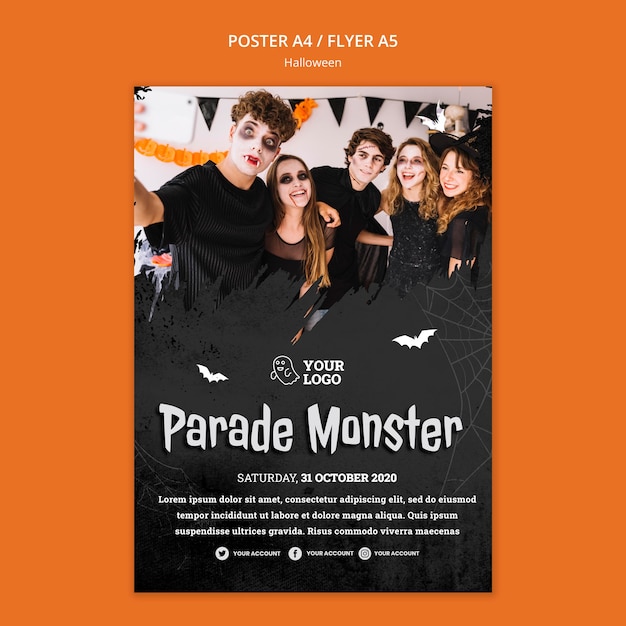 PSD modello di poster festa di halloween