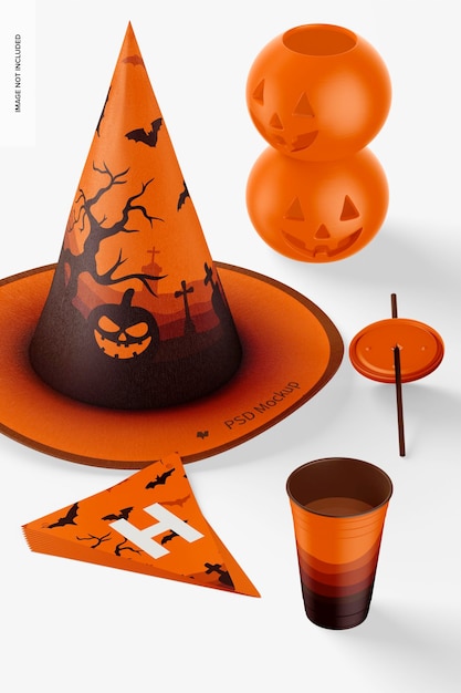 Halloween Party Scene Mockup, Perspective