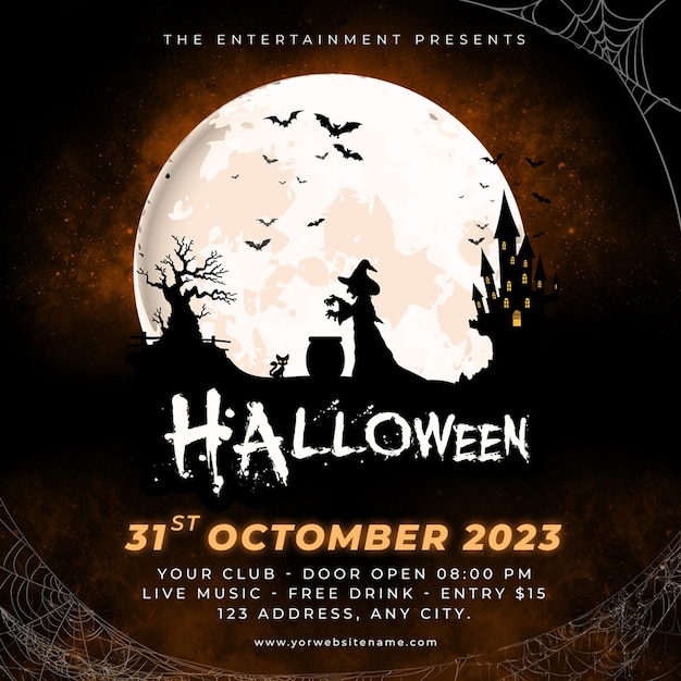 Halloween party social media post Halloween horror night party invitation