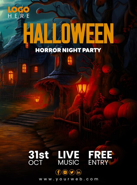 Halloween party social media post template