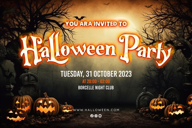 Halloween party social media poster design