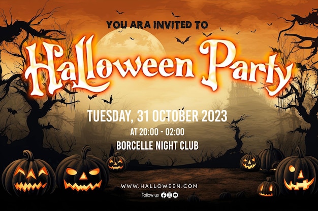 PSD halloween party social media poster design