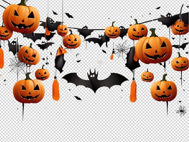 Halloween Party Tło Z Przerażającym Dyni Twarzy Nietoperzy Png Przezroczysty