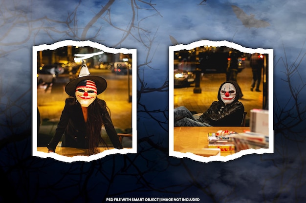 Halloween photo frame mockup premium psd