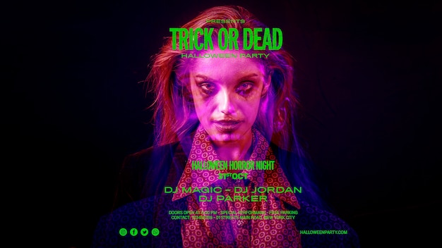 halloween photo shooting of a woman with scary effects