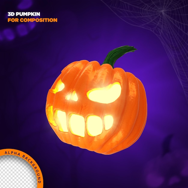 Halloween-pompoen 3d render voor compositie