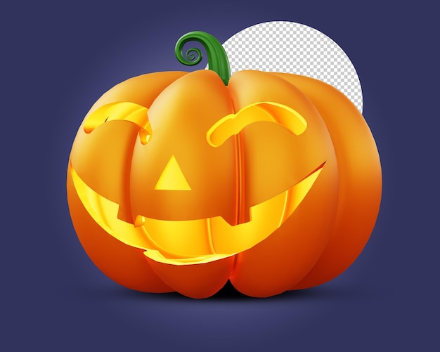 Halloween-pompoen met licht binnen 3d-rendering