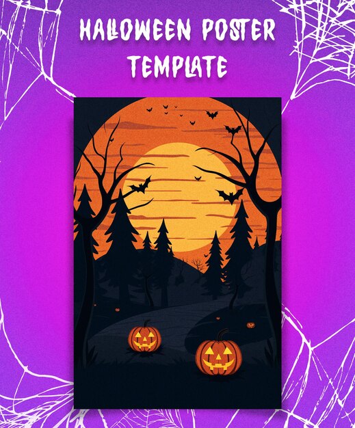 Halloween poster template for a halloween party or halloween social media post print ready