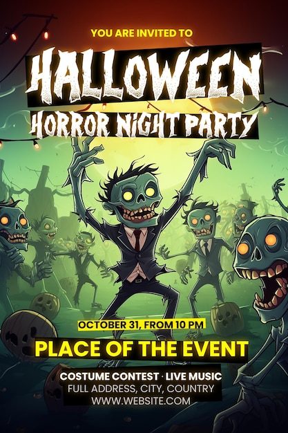 PSD halloween poster template psd halloween night party flyer banner social media post psd template