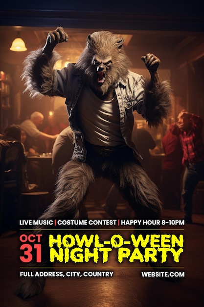 Halloween poster template psd halloween night party flyer banner social media post psd template