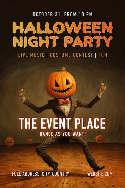 Halloween poster template psd halloween night party flyer banner social media post psd template