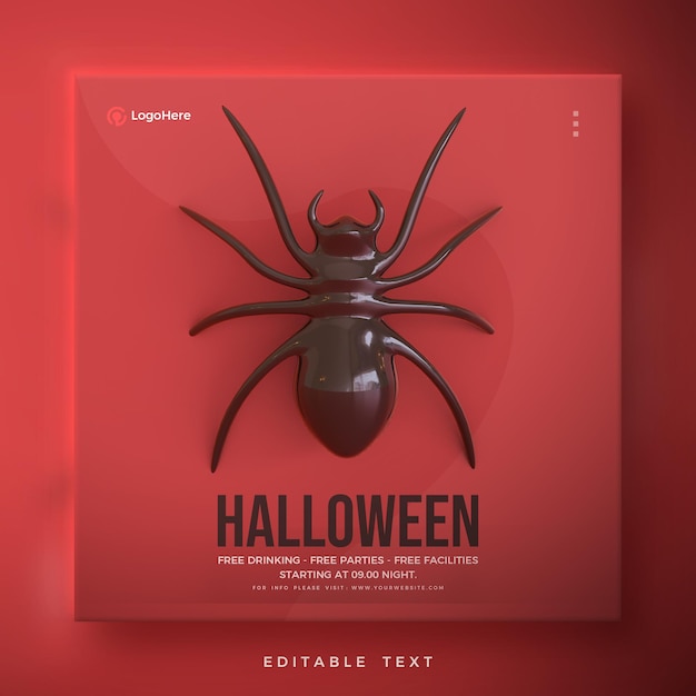 Хэллоуин плакат с черным пауком иллюстрации